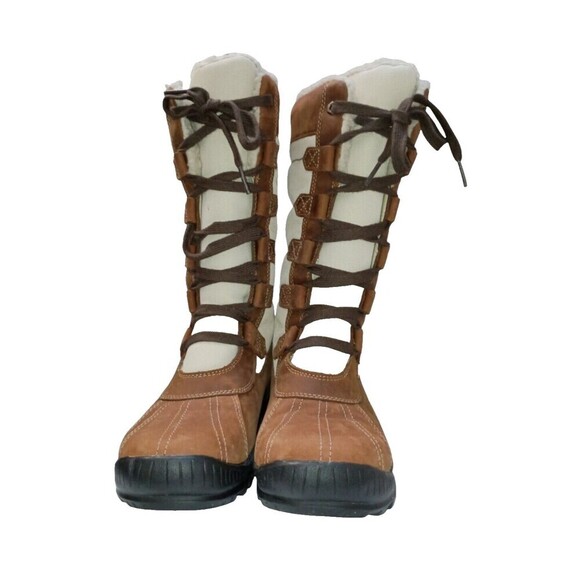 Timberland Womens Mt Hayes Snow Boots Tall Waterproof Brown Leather Size 6 - Picture 3 of 8